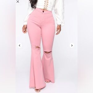 Fashion Nova Pink Flare Jeans